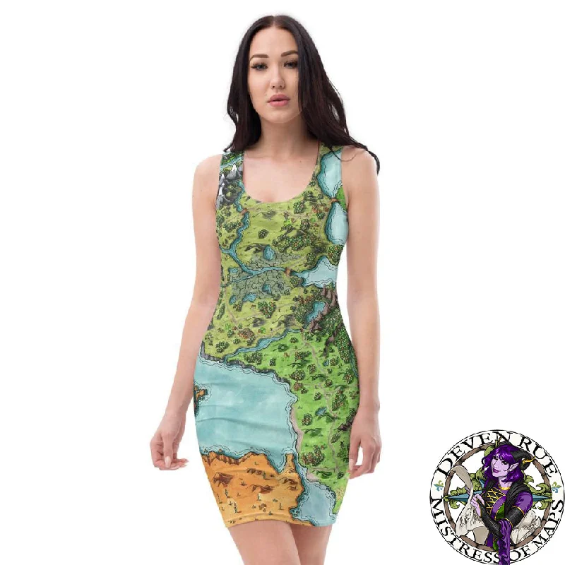 Euphoros Map Fitted Dress Tunics Practical easy-care