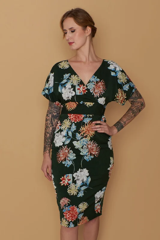 Jill Green Floral Dress Tunics Fall fleece