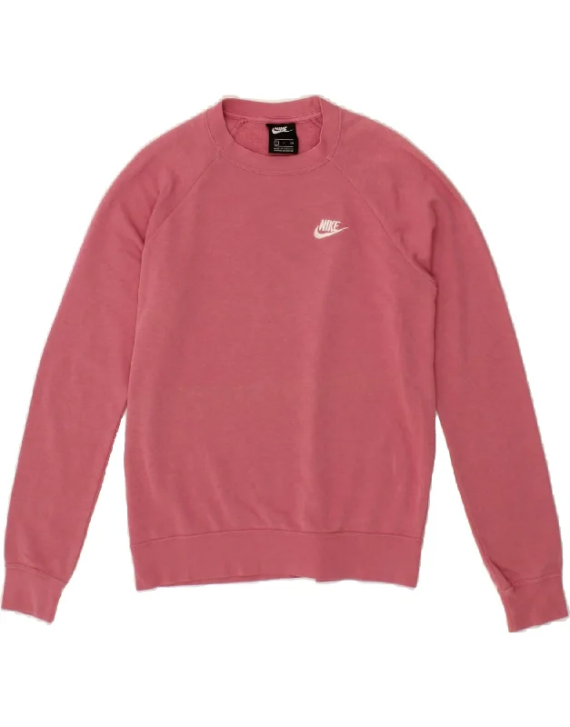 NIKE Womens Sweatshirt Jumper UK 10 Small Pink Cotton Hoodie with Puffed Sleeves Voluminous Trendy NIKE Womens Sweatshirt Jumper UK 10 Small Pink Cotton Hoodie with Puffed Sleeves Voluminous Trendy