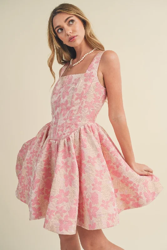 Square Neck Corset Bodice Mini Dress Comfortable Boho Mini Dress