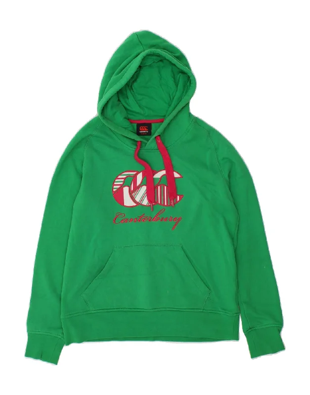CANTERBURY Womens Graphic Hoodie Jumper UK 14 Large Green Cotton Hoodie with Half-Zip Sporty Casual CANTERBURY Womens Graphic Hoodie Jumper UK 14 Large Green Cotton Hoodie with Half-Zip Sporty Casual