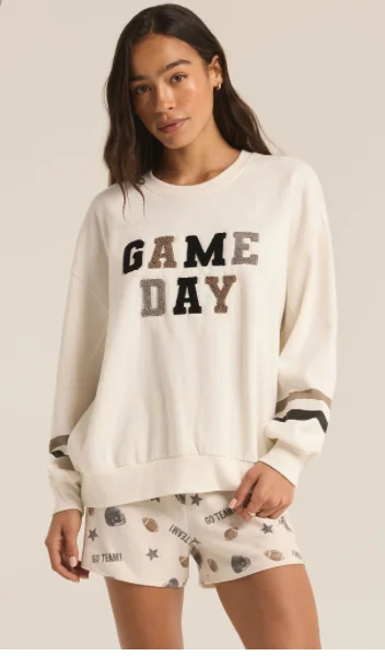 Z Supply - Game Day Oversized Sweatshirt Hoodie with Contrast Stitching Detailed Premium Z Supply - Game Day Oversized Sweatshirt Hoodie with Contrast Stitching Detailed Premium