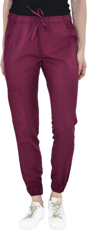 Zipper Cargo Jogger Pant By MediChic XS-2XL / Wine High-Waist Jogger Pants