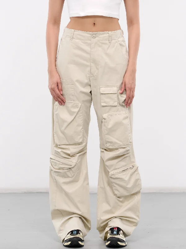 Cargo Pocket Pants (S52KA0504-M35148-103-CHALK) Soft Stretch Leggings
