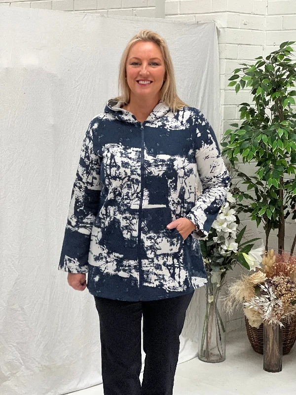 Grant Navy Abstract Fleece Jacket Jersey Jacket Tulle Jacket Batik Jacket