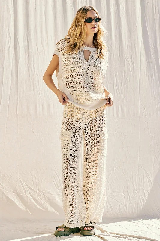 Natural Crochet Pants Modern Bootcut Pants
