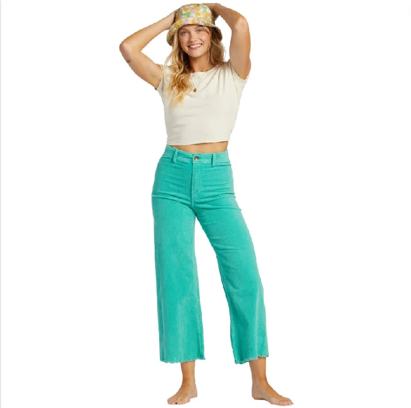 Billabong Free Fall Wide-Leg Corduroy Pants - Bright Lagoon Soft Wool Pants