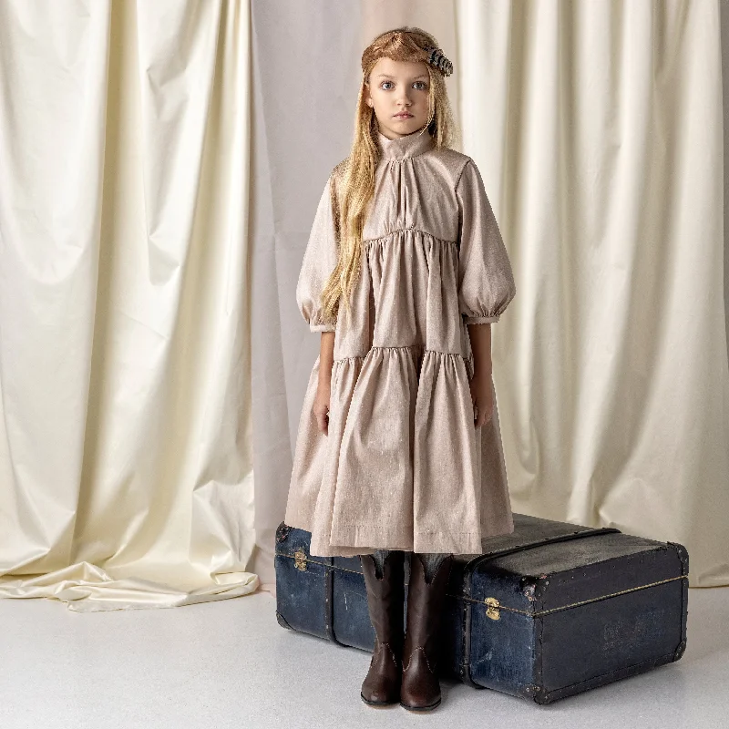 AW24-07/02-Elanie dress-Cacao raw silk tafetta Tunics Yoga stretchy