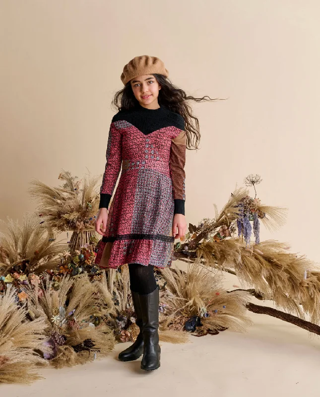 Printed Dress with Knit and Lace Detail 1503 Tunics Cozy soft