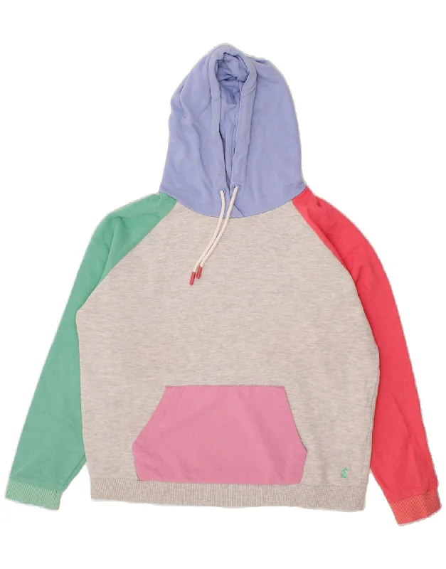 JOULES Womens Oversized Hoodie Jumper UK 14 Large Grey Colourblock Cotton Hoodie with Oversized Fit Loose Comfortable JOULES Womens Oversized Hoodie Jumper UK 14 Large Grey Colourblock Cotton Hoodie with Oversized Fit Loose Comfortable