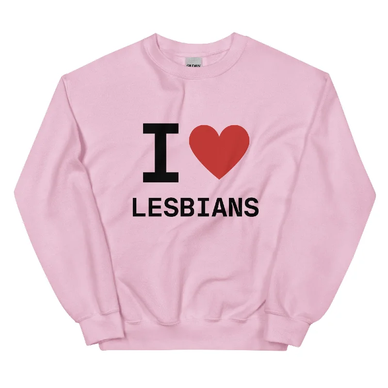 I Heart Lesbians Sweatshirt Hoodie with Hem Elastic Stretchable Comfortable
