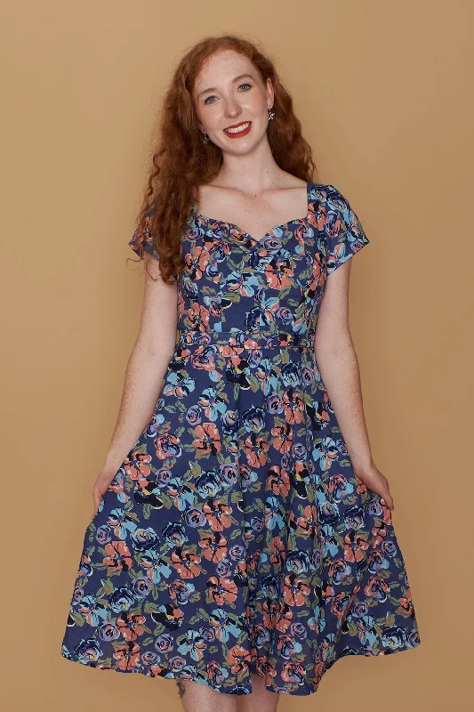 Juliet Cross Collar Lilac Floral Dress Tunics Modern contemporary