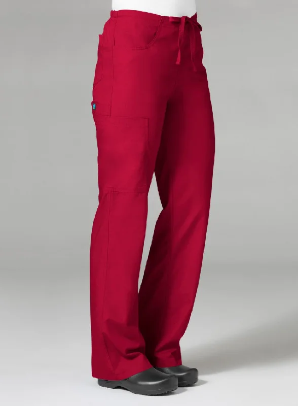 Women's Core Utility Cargo Pant By Maevn (Petite)  XS-3XL  -  Red Warm Wool Trousers