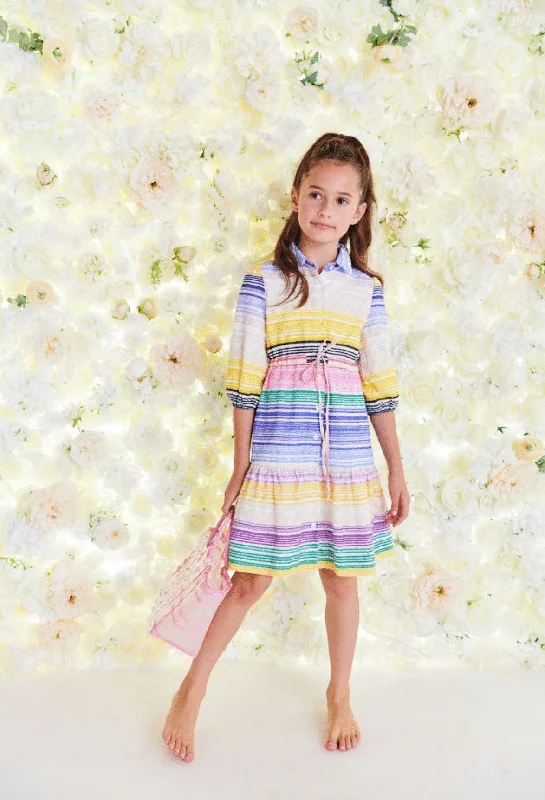 Colorful Tie Waist Eyelet Dress 1334 Tunics Trendy modern