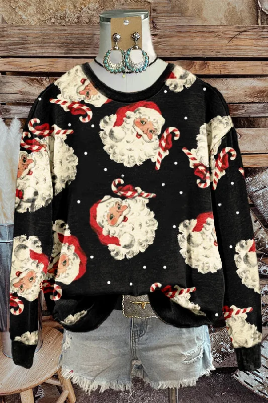 Black Christmas Santa Claus Print Sweatshirt Hoodie with Embroidery Detailed Premium Black Christmas Santa Claus Print Sweatshirt Hoodie with Embroidery Detailed Premium
