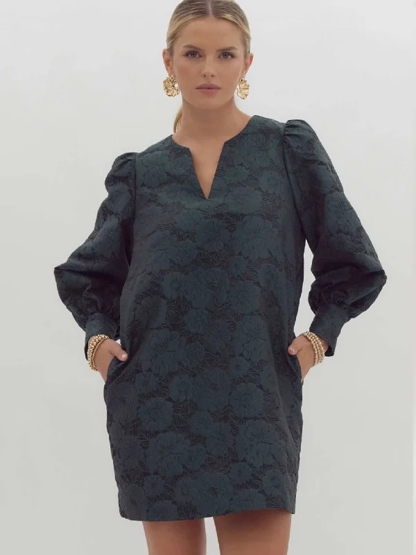 Hunter Green Jacquard Floral Dress Tunics Brand named