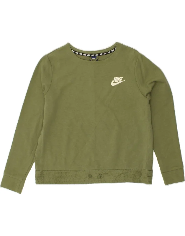 NIKE Womens Sweatshirt Jumper UK 16 Large Green Cotton Hoodie with Fur Luxurious Winter NIKE Womens Sweatshirt Jumper UK 16 Large Green Cotton Hoodie with Fur Luxurious Winter
