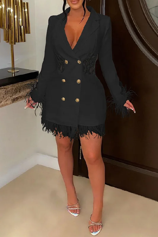 Solid Color Elegant Fluffy Mini Dress Elegant Silk Mini Dress