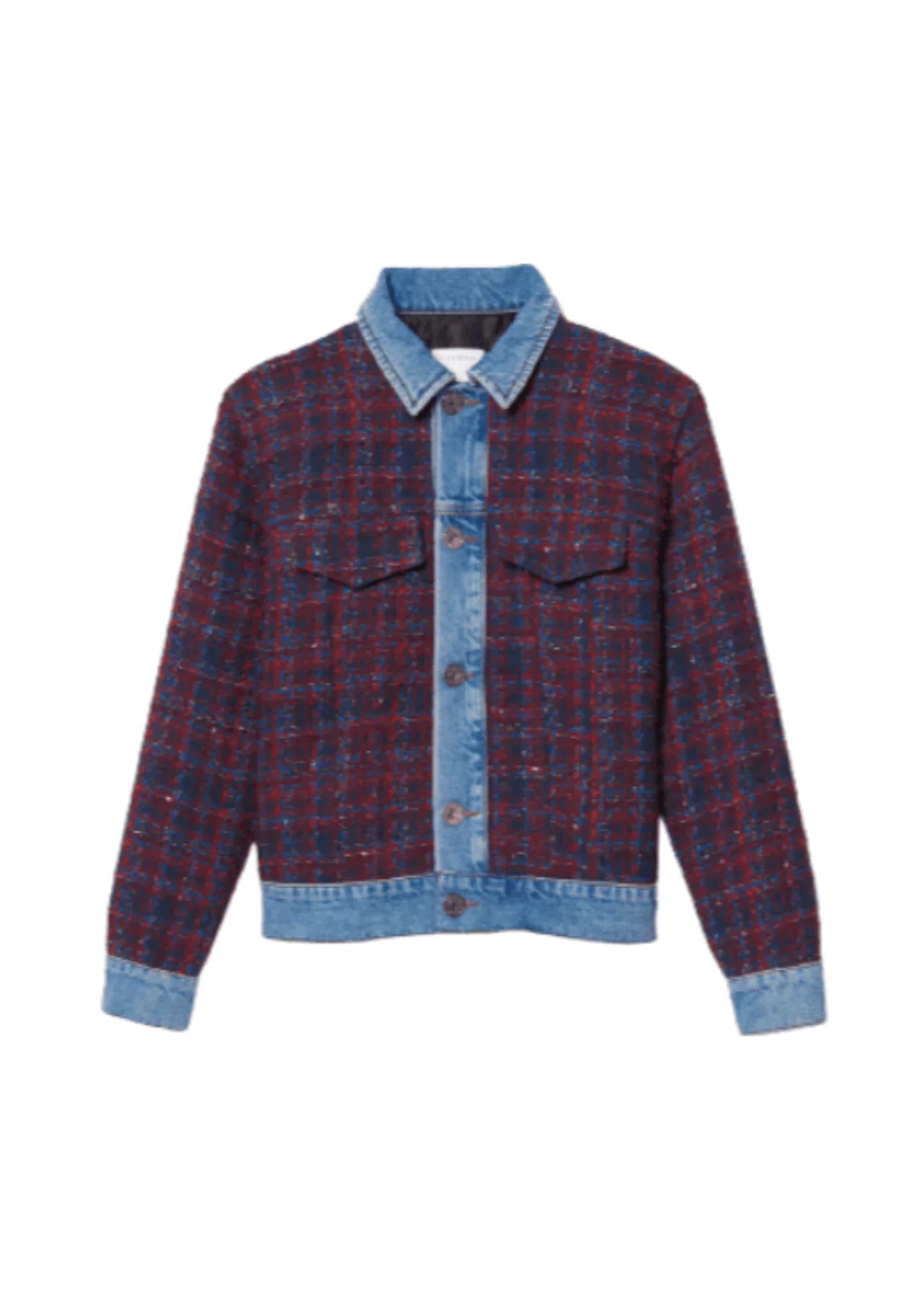 DENIM TWEED JACKET Stand-Up Collar Roll-Neck Collar Turtle Neck