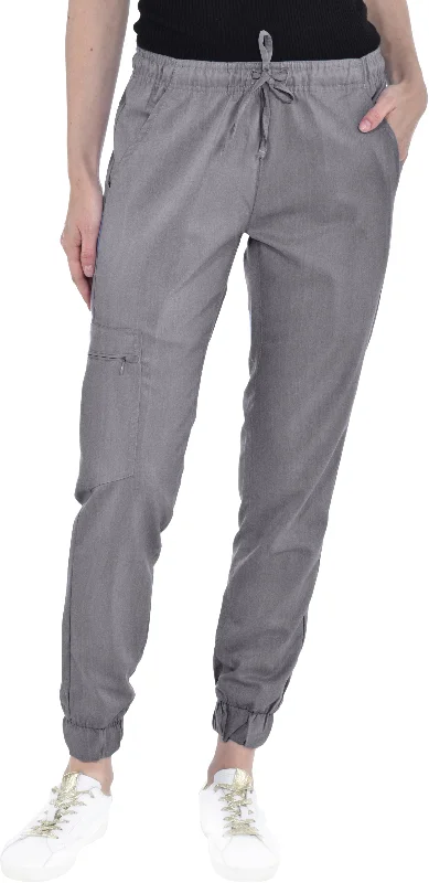 Zipper Cargo Jogger Pant By MediChic XS-2XL / Heather Grey Chic Checkered Pants