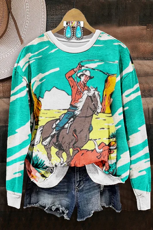 Retro Rope Rider Sweatshirt Hoodie with Cropped Fit Short Trendy