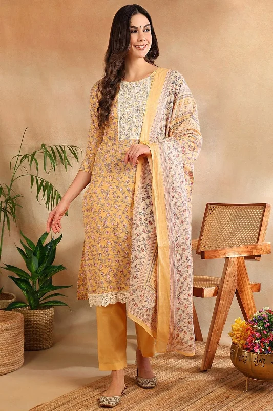 Ahika Cotton Blend Peach Printed Straight Kurta Pant With Dupatta Fashionable Tapered Leg Pants Ahika Cotton Blend Peach Printed Straight Kurta Pant With Dupatta Fashionable Tapered Leg Pants
