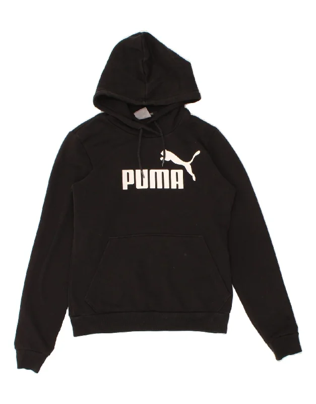 PUMA Womens Graphic Hoodie Jumper UK 10 Small Black Cotton Hoodie with Snap Buttons Easy Quick PUMA Womens Graphic Hoodie Jumper UK 10 Small Black Cotton Hoodie with Snap Buttons Easy Quick