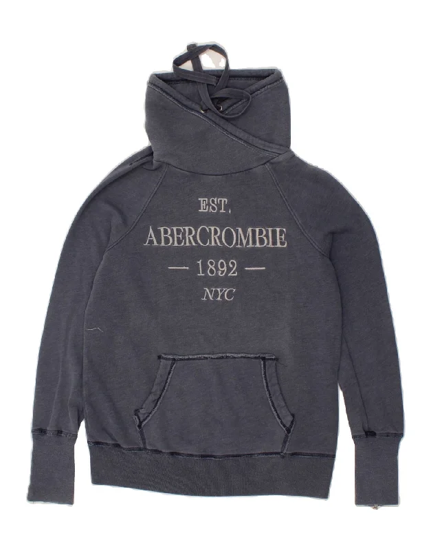 ABERCROMBIE & FITCH Womens Graphic Sweatshirt Jumper UK 10 Small Navy Blue Hoodie with Pastel Soft Subtle ABERCROMBIE & FITCH Womens Graphic Sweatshirt Jumper UK 10 Small Navy Blue Hoodie with Pastel Soft Subtle