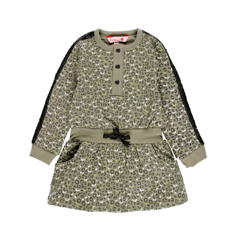 Leopard Print Fleece Dress Tunics Canvas sturdy
