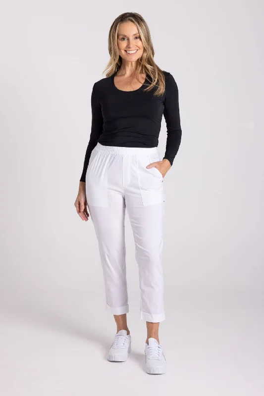 The Ultimate 7/8 Cuff Pant | White Trendy Work Pants