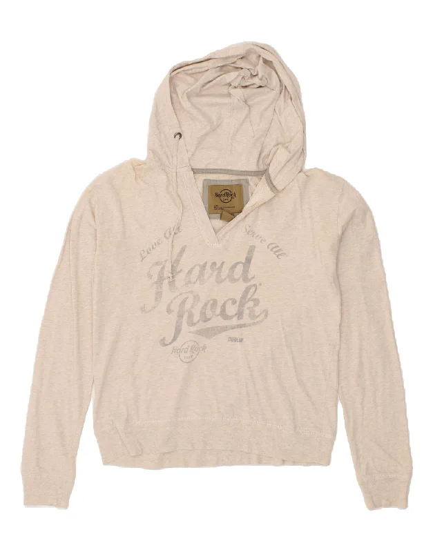 HARD ROCK CAFE Womens Dublin Graphic Hoodie Jumper UK 16 Large Beige Hoodie with Oversized Fit Loose Comfortable HARD ROCK CAFE Womens Dublin Graphic Hoodie Jumper UK 16 Large Beige Hoodie with Oversized Fit Loose Comfortable