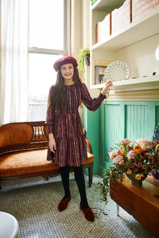 Vertical Striped Shirred Dress 2026 Tunics Evening elegant