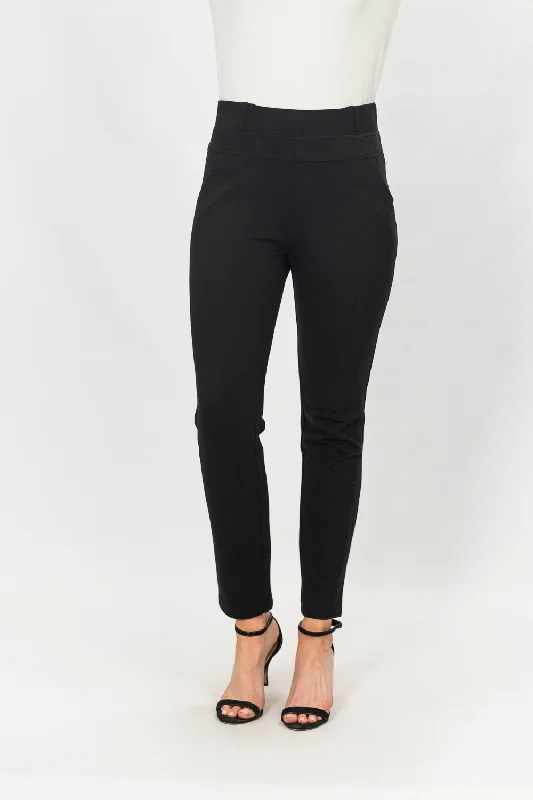 Ponte Pull On Pant | Black Classic Straight-Leg Pants