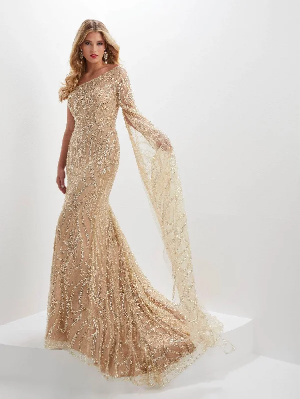 Panoply - 14121 Beaded Sheer Panel Evening Dresses Tunics Custom made