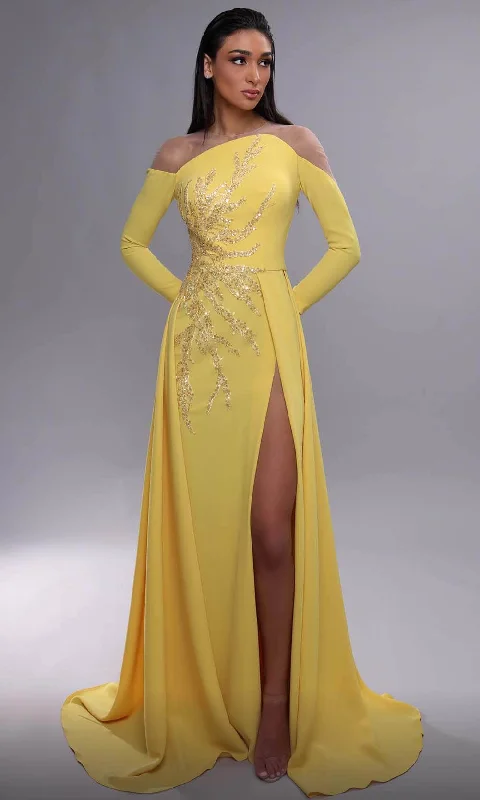 MNM Couture K4089 - Beaded Long Sleeve Evening Dress Tunics Polka dots