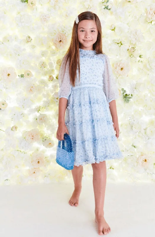 Chiffon Blue Mini Floral Dress 1417 Tunics Formal black
