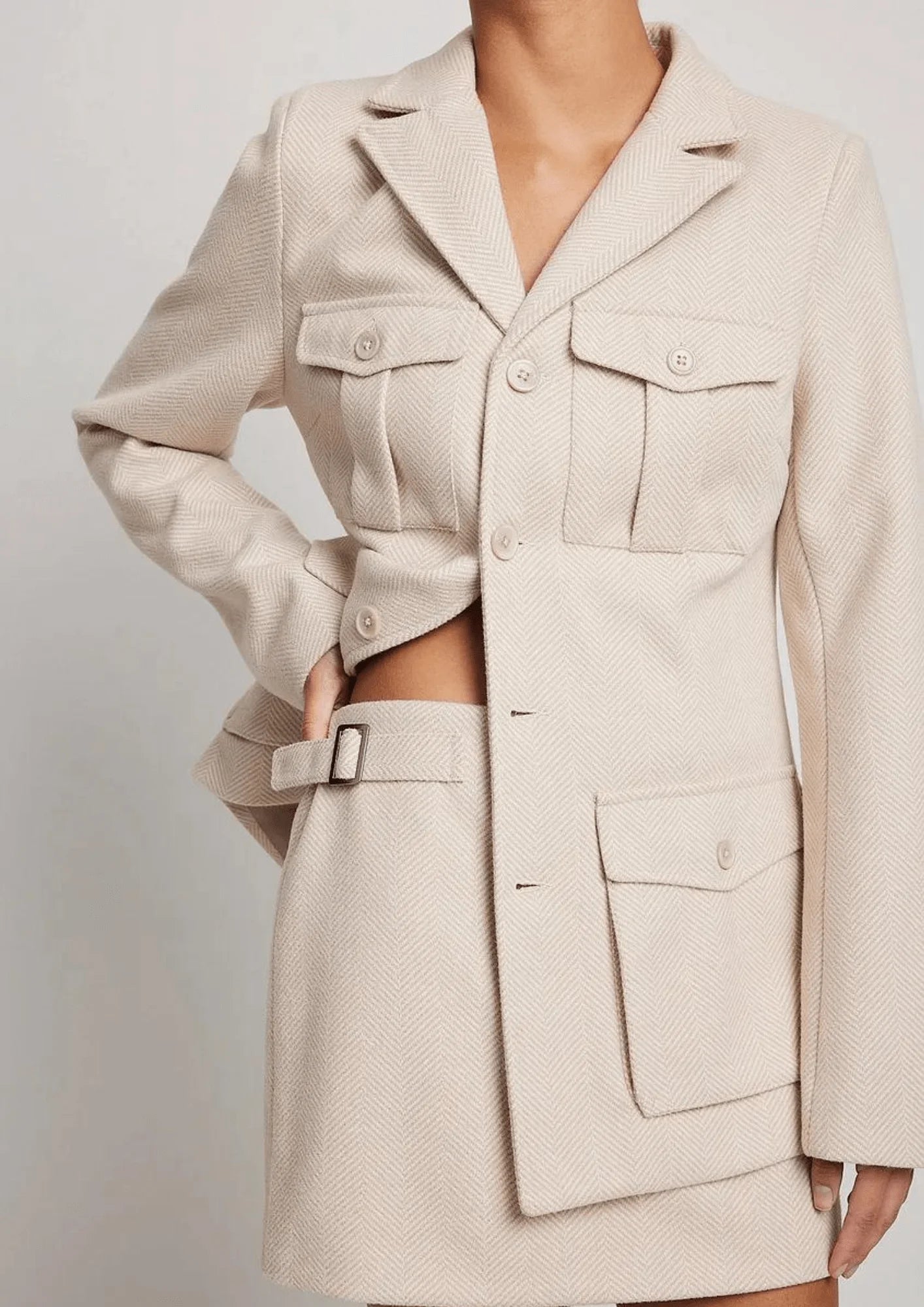LIGHT BEIGE TWEED JACKET Nylon Jacket Polyester Jacket Spandex Jacket