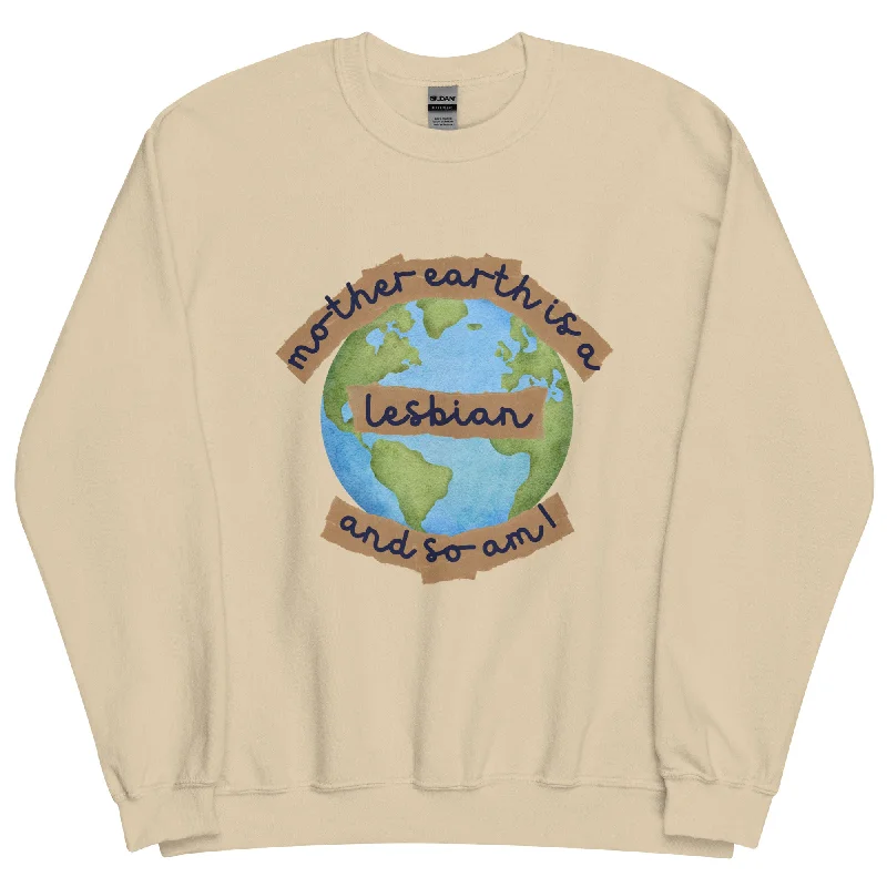 Mother Earth Is A Lesbian Sweatshirt Hoodie with Lace Feminine Delicate