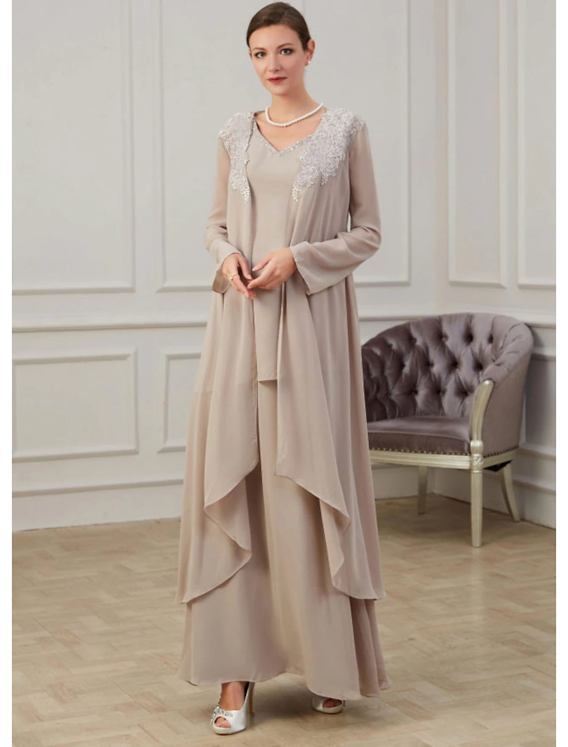 A-Line Mother of the Bride Dress Wedding Guest Elegant Jewel Neck Floor Length Chiffon Long Sleeve Jacket Dresses with Appliques Fall Elasticated Jacket Padded Jacket Insulated Jacket A-Line Mother of the Bride Dress Wedding Guest Elegant Jewel Neck Floor Length Chiffon Long Sleeve Jacket Dresses with Appliques Fall Elasticated Jacket Padded Jacket Insulated Jacket