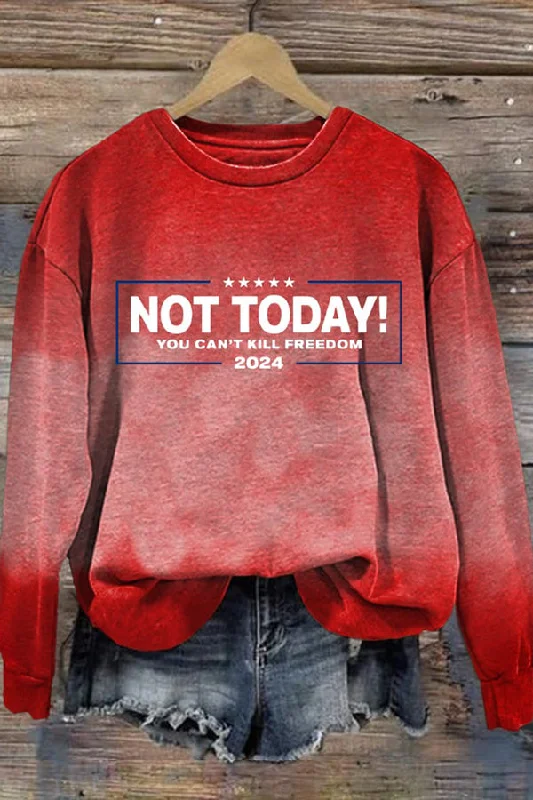 Women's Not Today Casual Printed Sweatshirt Hoodie with Hem Detail Decorative Unique Women's Not Today Casual Printed Sweatshirt Hoodie with Hem Detail Decorative Unique