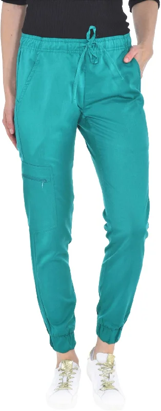 Zipper Cargo Jogger Pant By MediChic XS-2XL / Teal Elegant Palazzo Trousers
