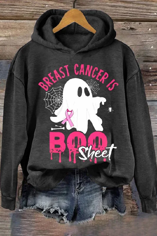 Breast Cancer Is Boo Sheet Print Casual Sweatshirt Hoodie with Button Classic Timeless Breast Cancer Is Boo Sheet Print Casual Sweatshirt Hoodie with Button Classic Timeless