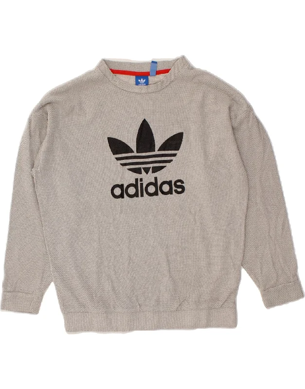 ADIDAS Womens Graphic Oversized Sweatshirt Jumper UK 10 Small Grey Cotton Hoodie with Neon Bright Vibrant ADIDAS Womens Graphic Oversized Sweatshirt Jumper UK 10 Small Grey Cotton Hoodie with Neon Bright Vibrant