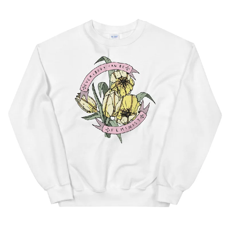 Everybody Can Be Feminist -- Sweatshirt Hoodie with Ribbed Neckline Snug Warm