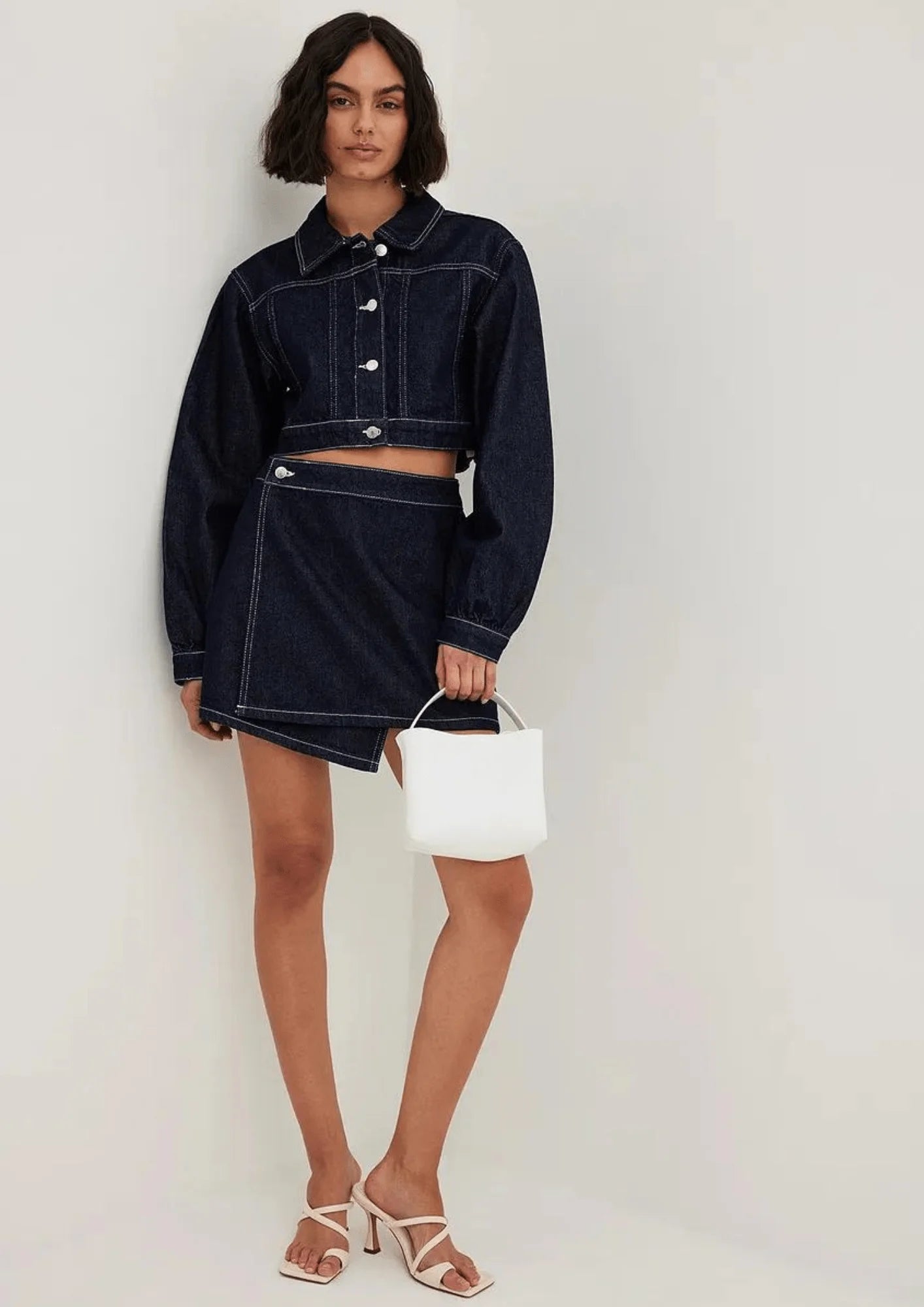 DENIM CROP JACKET Tailored Jacket Straight Jacket A-Line Jacket