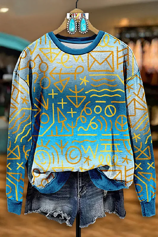 Beautiful Gradient Abstract Symbol Sweatshirt Hoodie with Camouflage Military Edgy