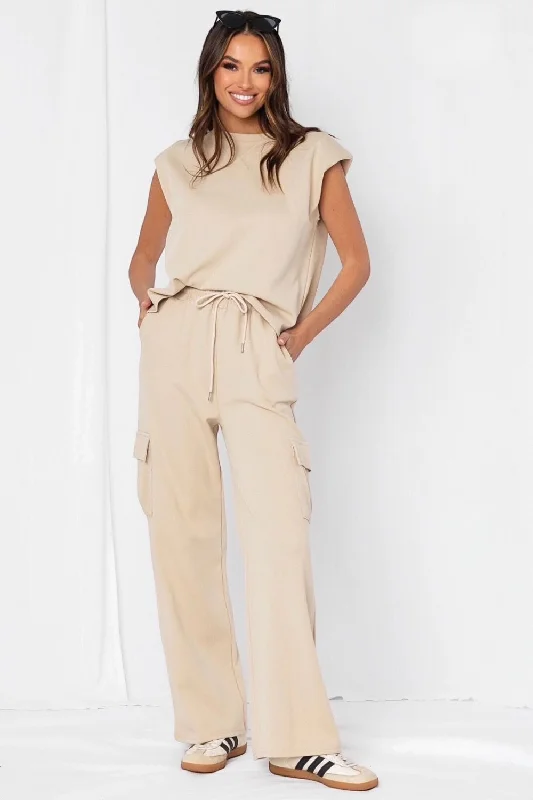 Toby Sweat Cargo Pants Set | Beige Comfortable Cargo Pants