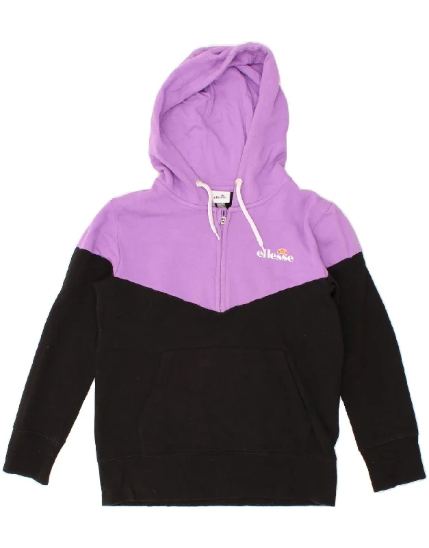 ELLESSE Womens Hoodie Jumper UK 10 Small Purple Colourblock Cotton Hoodie with Tie-Dye Psychedelic Retro ELLESSE Womens Hoodie Jumper UK 10 Small Purple Colourblock Cotton Hoodie with Tie-Dye Psychedelic Retro