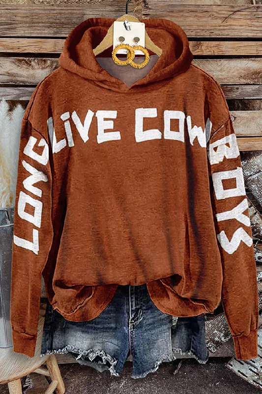 Women's Retro Long Live Cowboys Sweatshirt Hoodie with Toggle Buttons Decorative Unique Women's Retro Long Live Cowboys Sweatshirt Hoodie with Toggle Buttons Decorative Unique