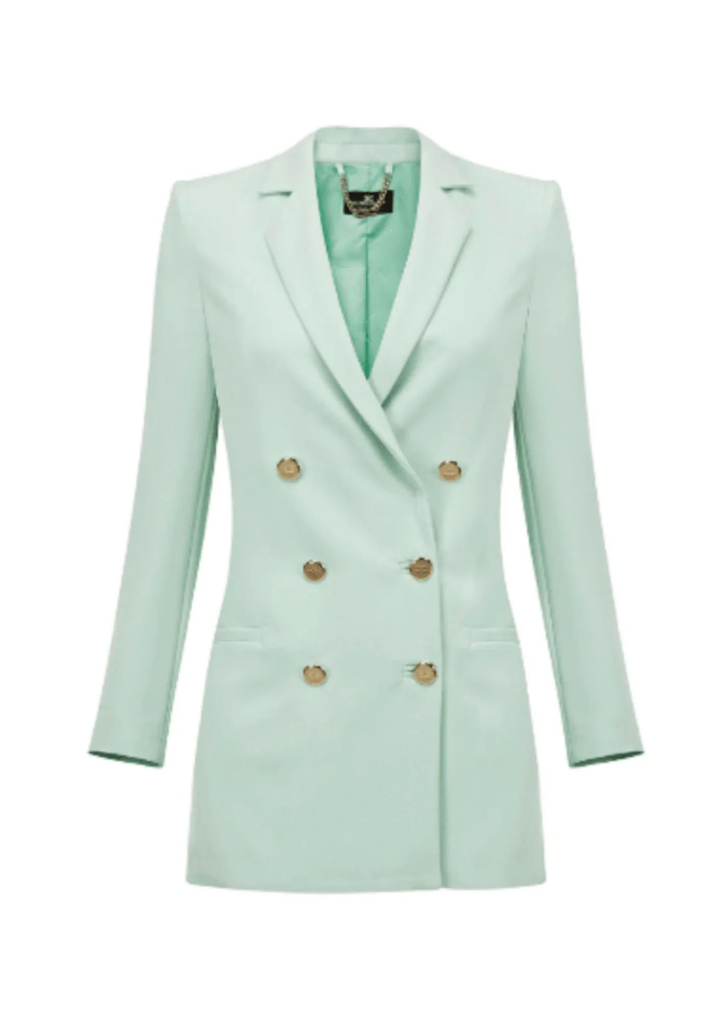 PASTEL GREEN LONG DOUBLE-BREASTED JACKET Jacket Blazer Coat